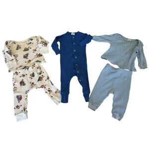 Vintage Baby Boy Clothes Lot 3-9M 90s Thermal Shirts Pajamas Bundle 5 Piece